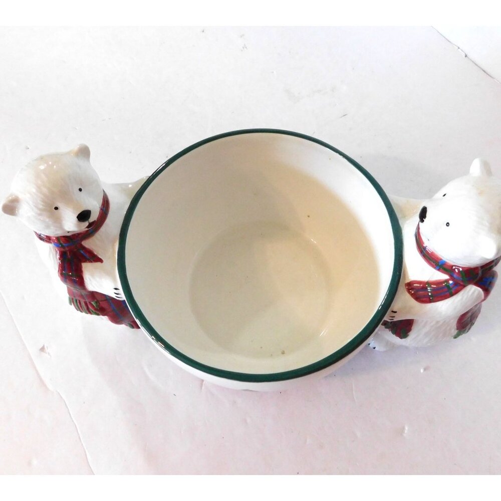 Pfaltzgraff Snow Bear Candy Dish Original Box Retired Polar Bears Holidays - Picture 7 of 13